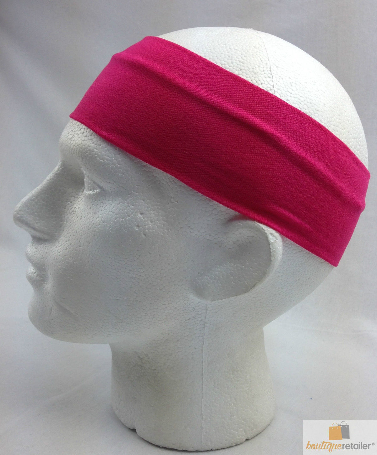 PLAIN HEADBAND Elastic Stretch Sports Yoga Hair Band Unisex 8cm - Hot Pink