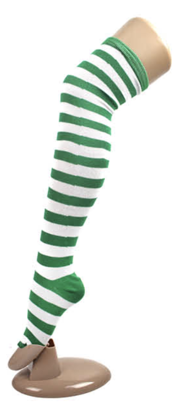 Womens Over Knee Socks Striped Thigh High Long Stockings - Dark Green/White