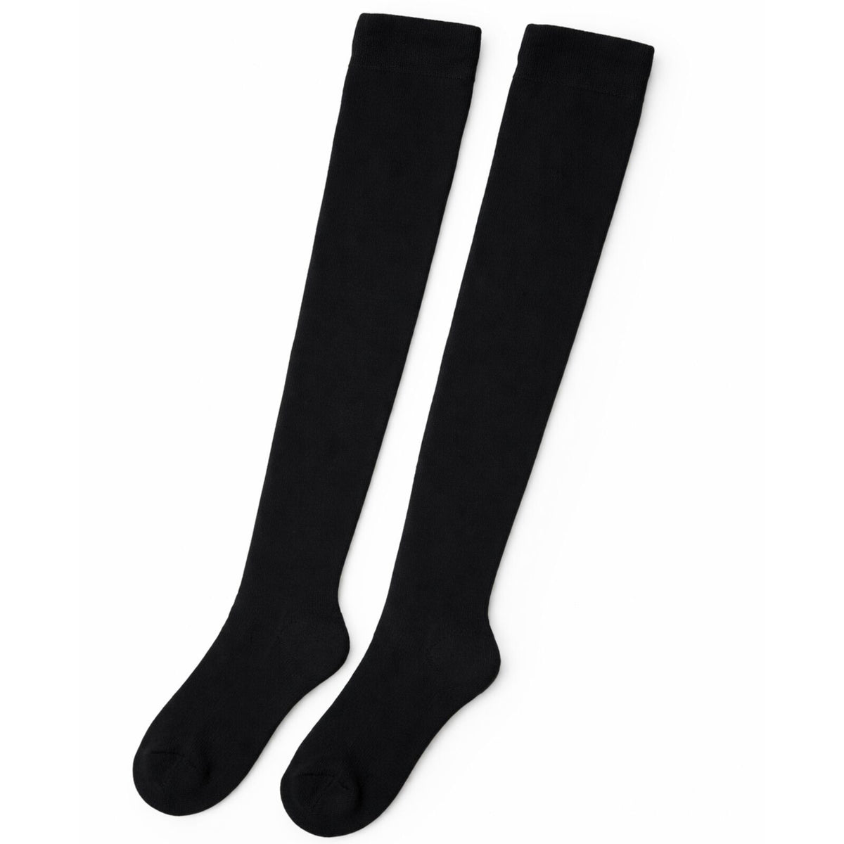 Womens Over Knee Socks Thigh High Stockings Long Stretch - Plain Black