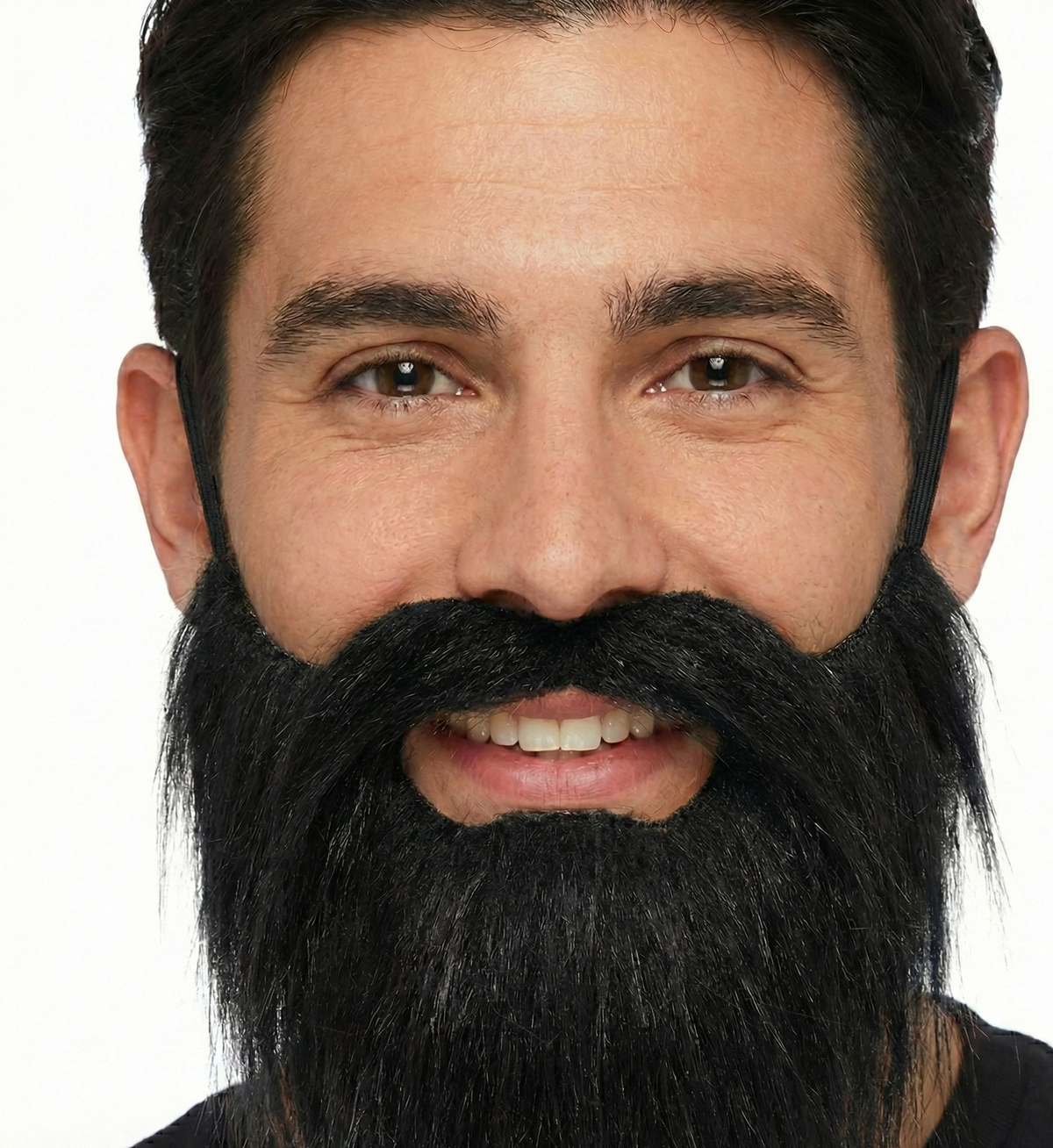 PARTY BEARD Moustache Costume Fancy Dress Mustache Halloween Fake Facial Hair - Black