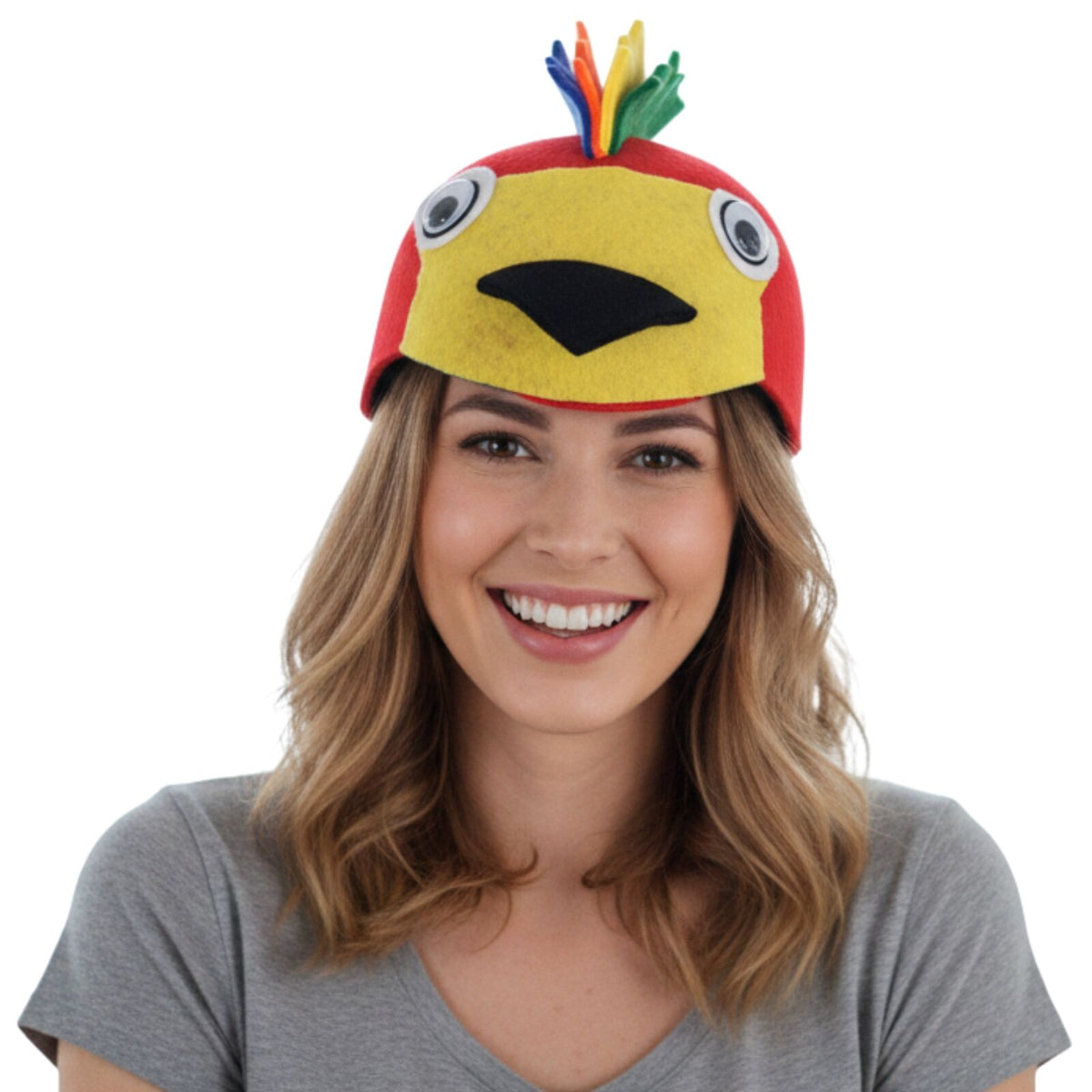 1x 55cm Parrot Animal Hat Costume Accessory | Felt | Elastic Chin Strap | Australian Theme