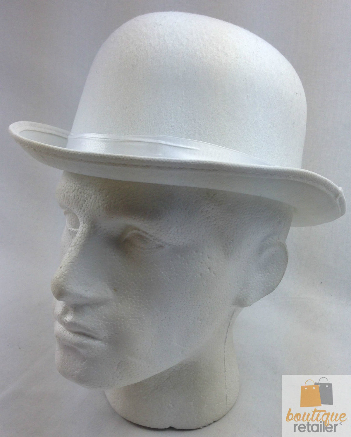 BOWLER HAT Party Vintage Costume Derby Felt Dance Halloween in White