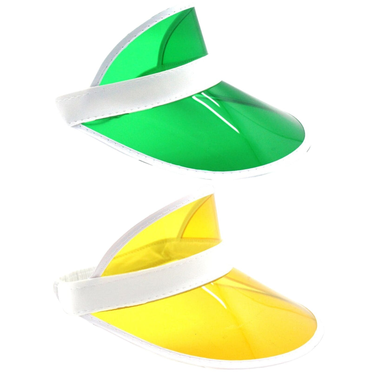 2x Yellow Perspex Visor with White Rim – Retro 80s Rave Accessory, Adjustable Fit Australia Day