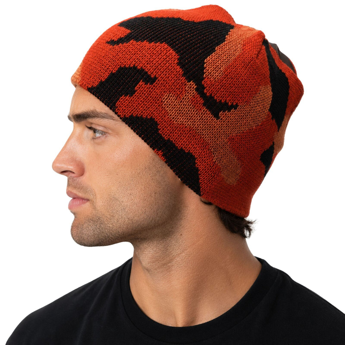 Camo Beanie Hat Winter Ski Army Military Hunting Warm - Orange Camouflage - One Size