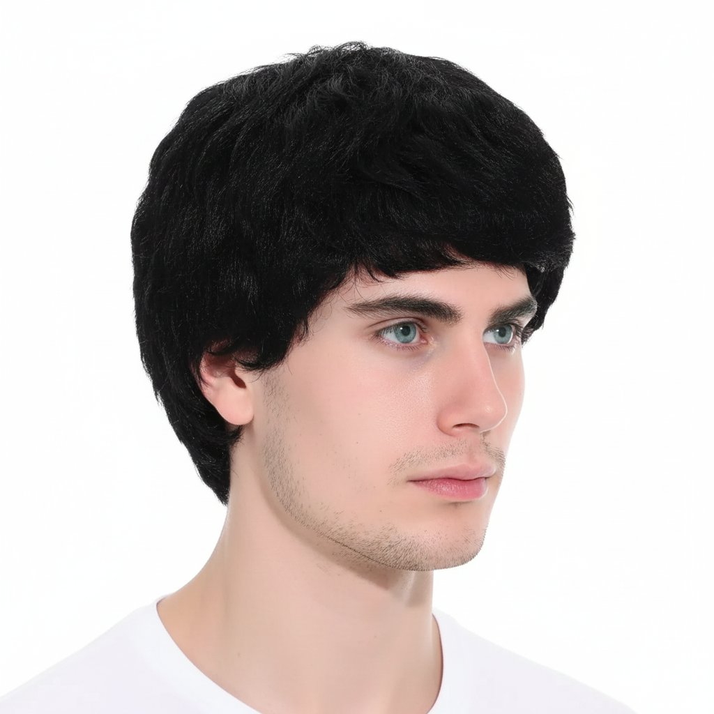 Mens Short Party Wig Costume Party Dress Up Fancy Classic Style - Black