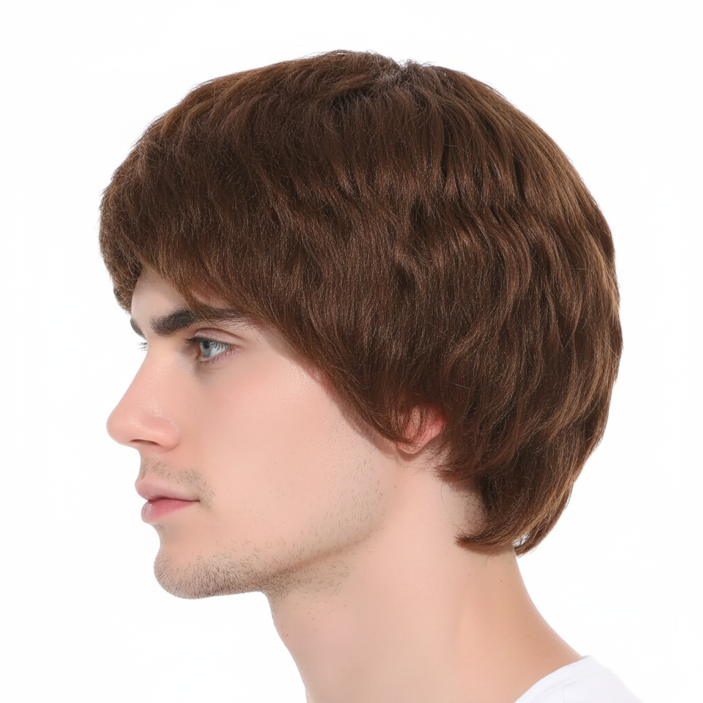 Mens Short Party Wig Costume Party Dress Up Fancy Classic Style - Brown