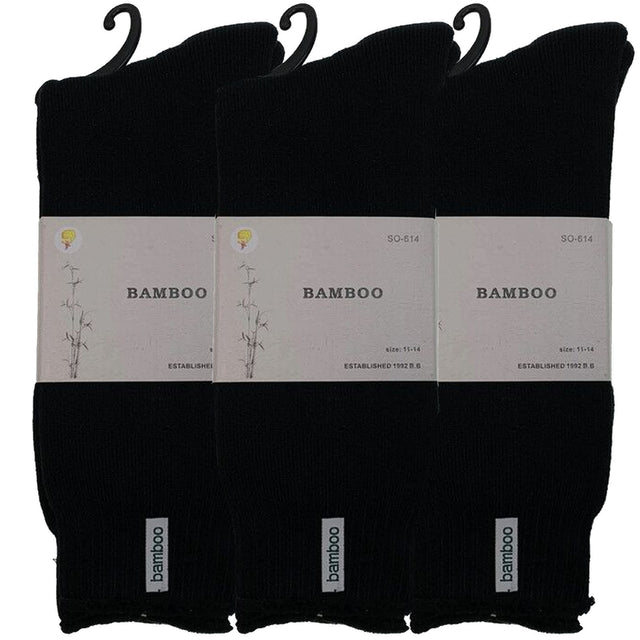 3 Pairs PREMIUM BAMBOO SOCKS Mens Heavy Thick Work Socks BULK Cushion Black 7-11