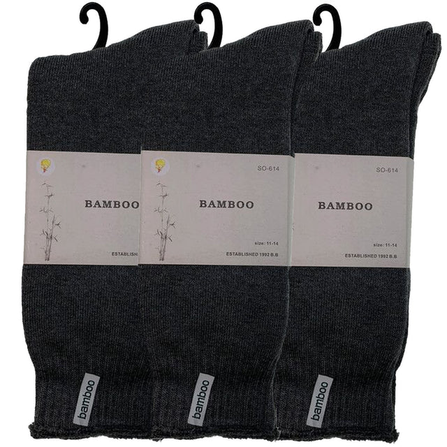 3 Pairs PREMIUM BAMBOO SOCKS Mens Heavy Thick Work Socks BULK Charcoal Grey 7-11