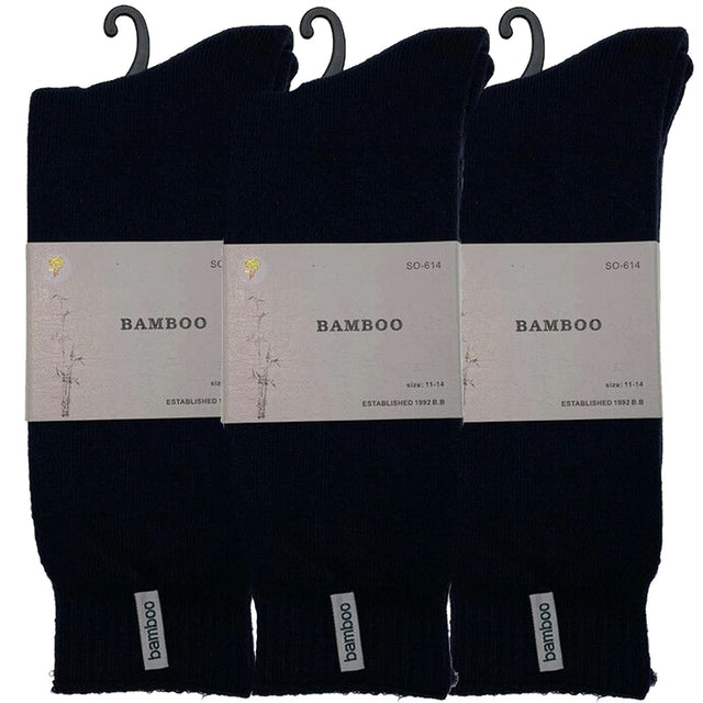 3 Pairs PREMIUM BAMBOO SOCKS Mens Heavy Thick Work Socks BULK Navy Blue 7-11