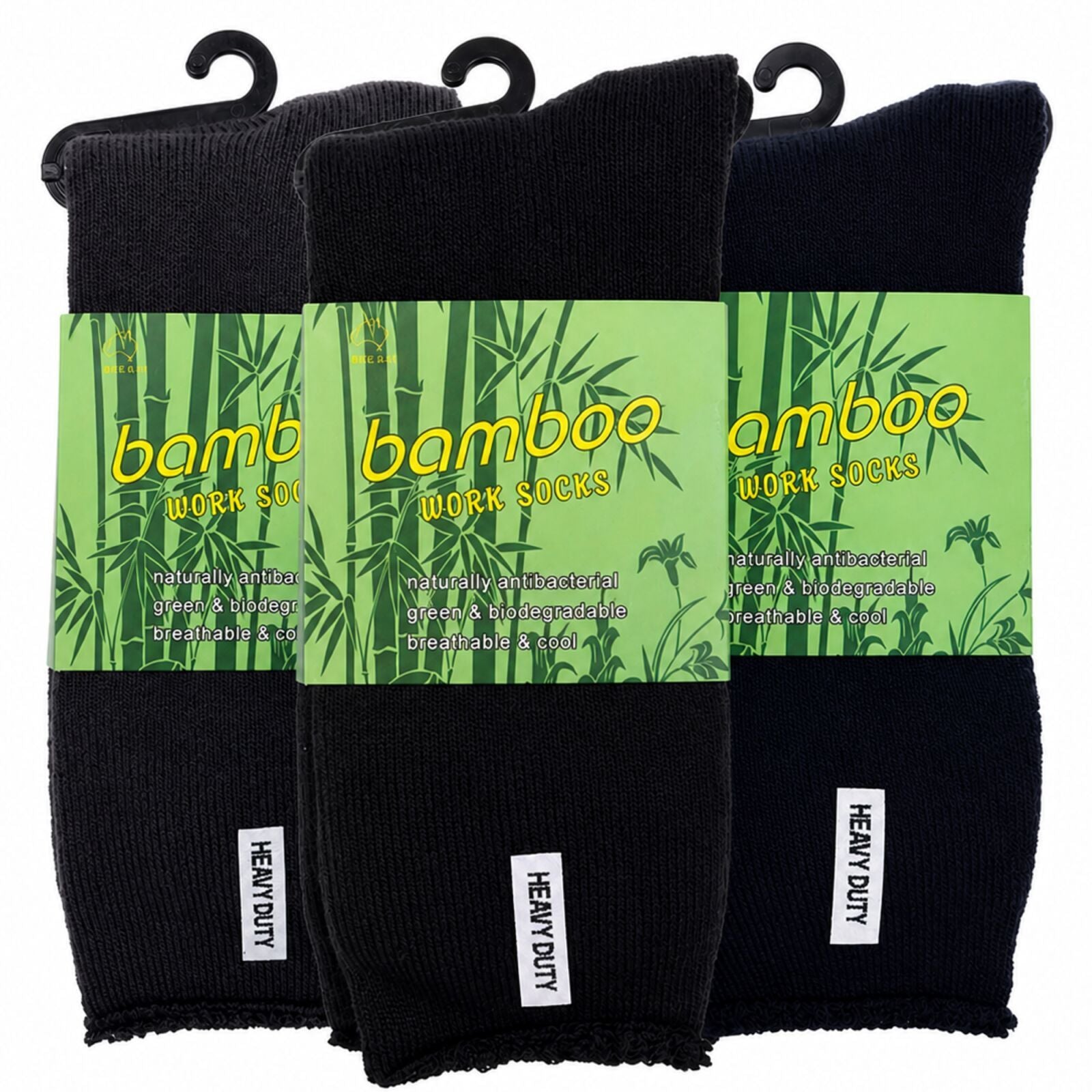 3 Pairs Mens Bamboo Rich Work Socks Thick Cushioned Anti Odour - Assorted  - 6-11