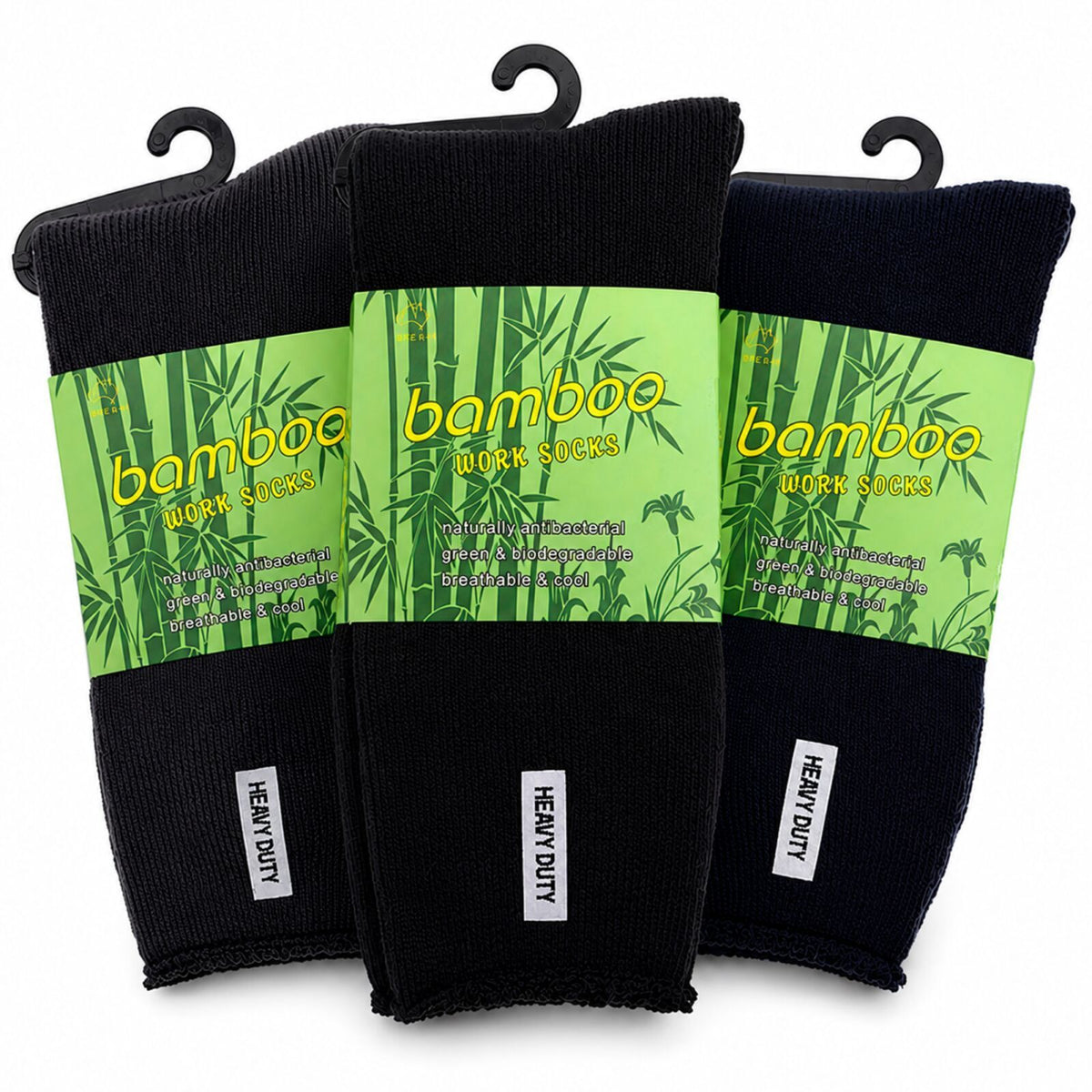3 Pairs Mens Bamboo Rich Work Socks Thick Cushioned Anti Odour - Assorted  - 6-11