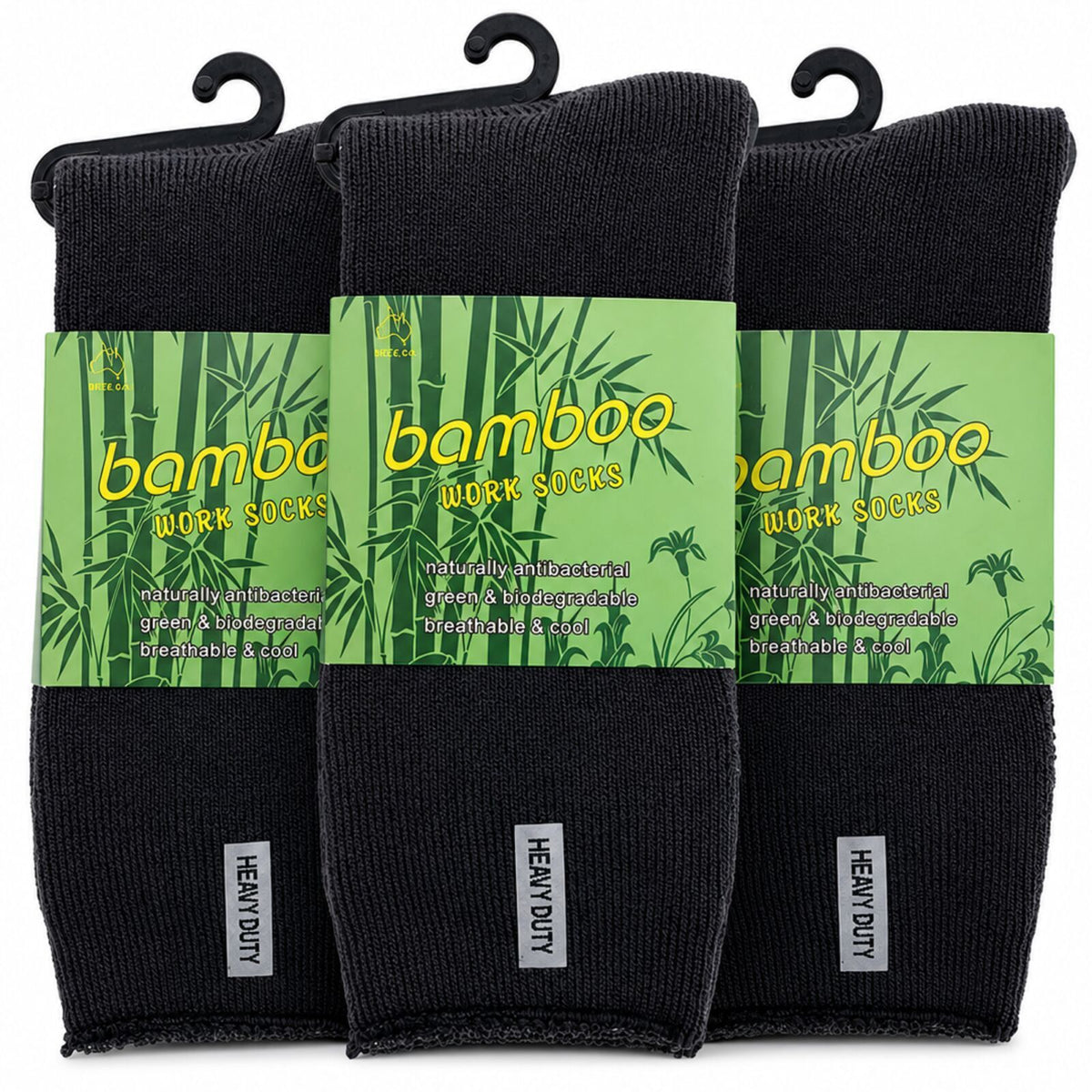 3 Pairs Mens Bamboo Rich Work Socks Thick Cushioned Anti Odour - Charcoal Grey - 6-11