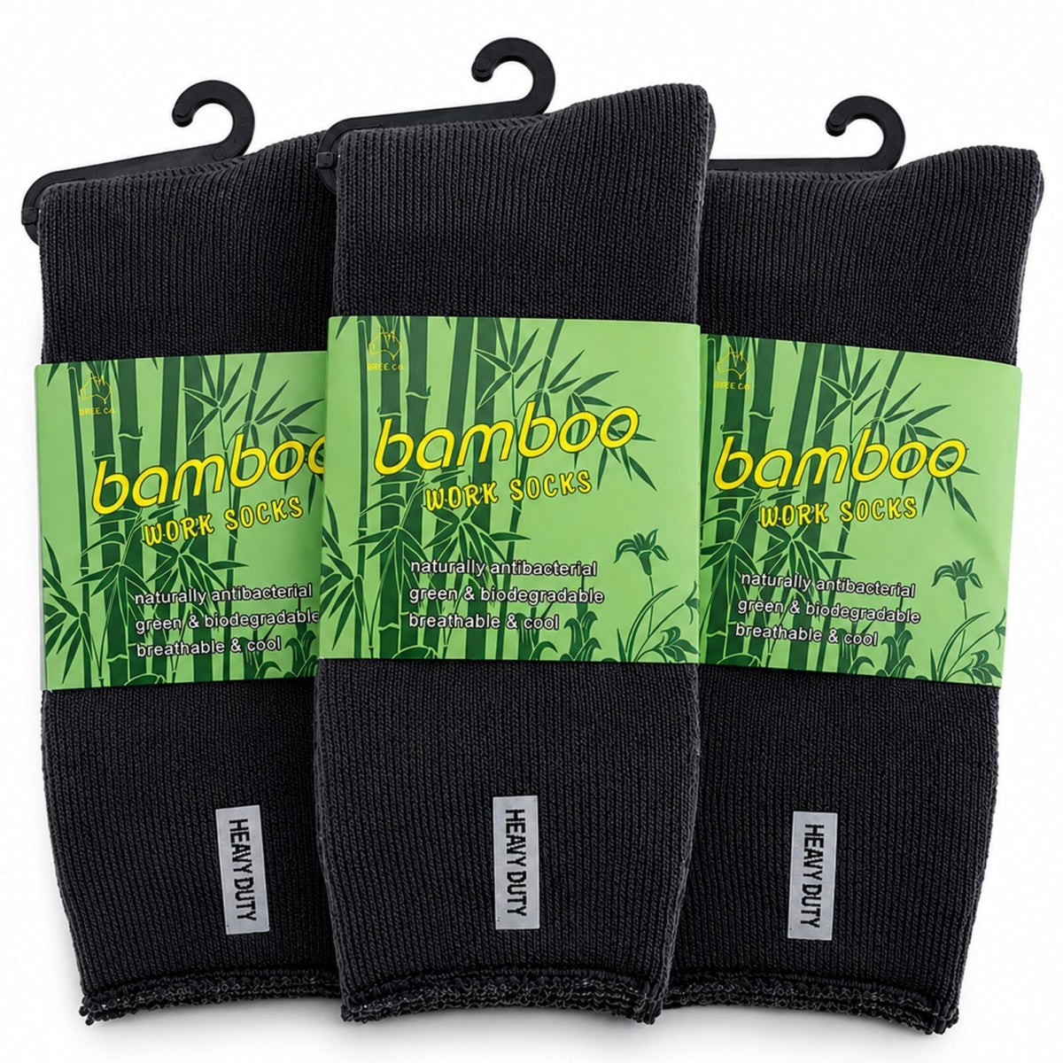 3 Pairs Mens Bamboo Rich Work Socks Thick Cushioned Anti Odour - Charcoal Grey - 6-11