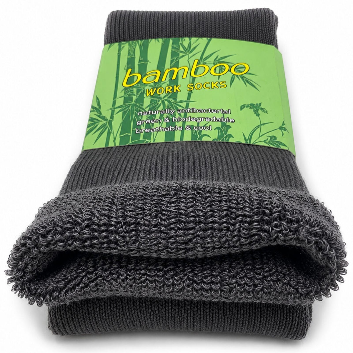 3 Pairs Mens Bamboo Rich Work Socks Thick Cushioned Anti Odour - Charcoal Grey - 6-11