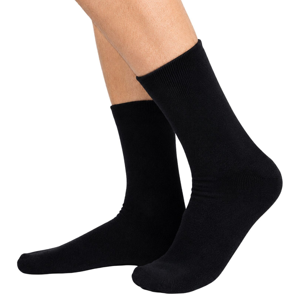 4 Pairs Mens Heavy Duty Work Socks Terry Cotton Thick Warm Crew - Black - 6-11