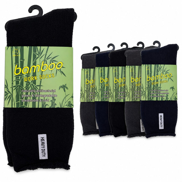6 Pairs Mens Bamboo Rich Work Socks Thick Cushioned Anti Odour Assorted 11-14