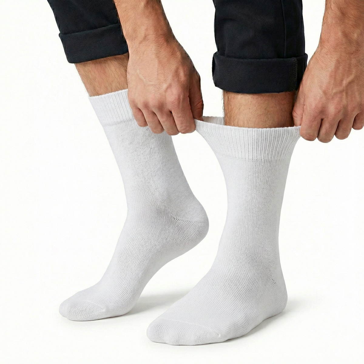 6x Pair COTTON Rich LOOSE TOP SOCKS Circulation Diabetic Comfort in White - 11-14