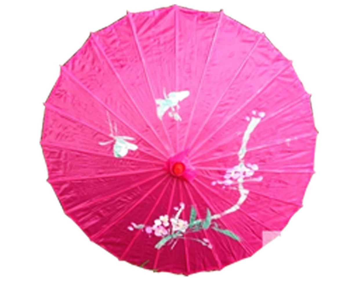 6x PARASOL UMBRELLA Chinese Japanese Bamboo Flower Pattern 80cm Large BULK - Hot Pink