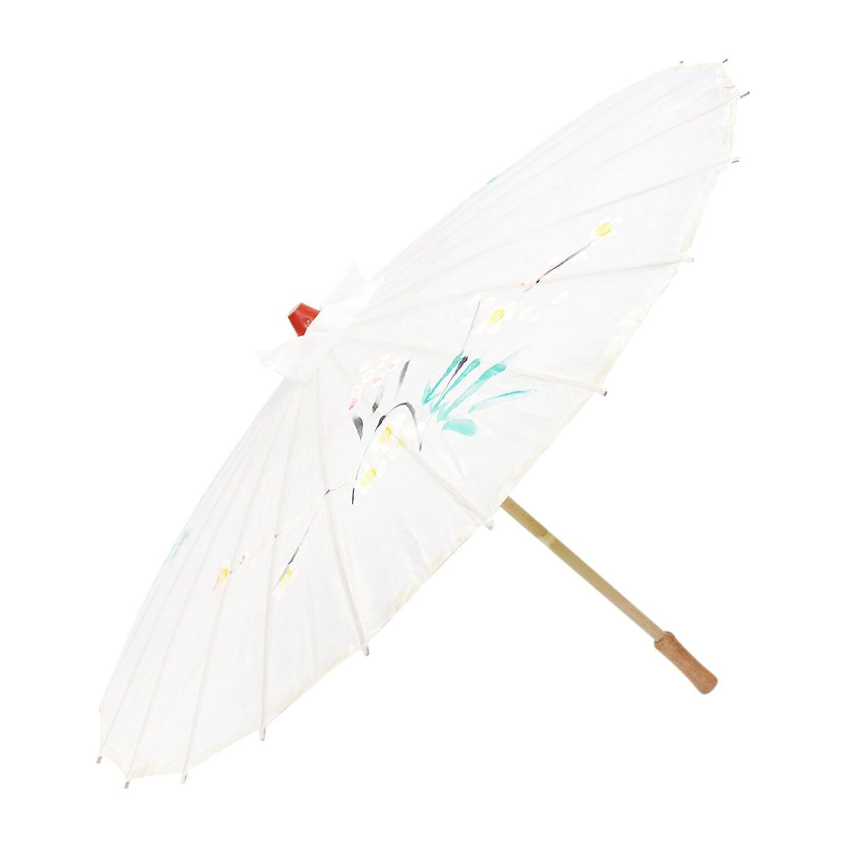 6x PARASOL UMBRELLA Chinese Japanese Bamboo Flower Pattern 80cm Large BULK - White