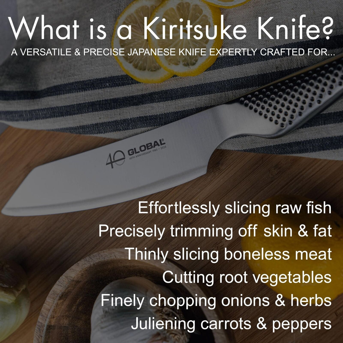 Global 40th Anniversary Kiritsuke Knife 15cm in Stainless Steel