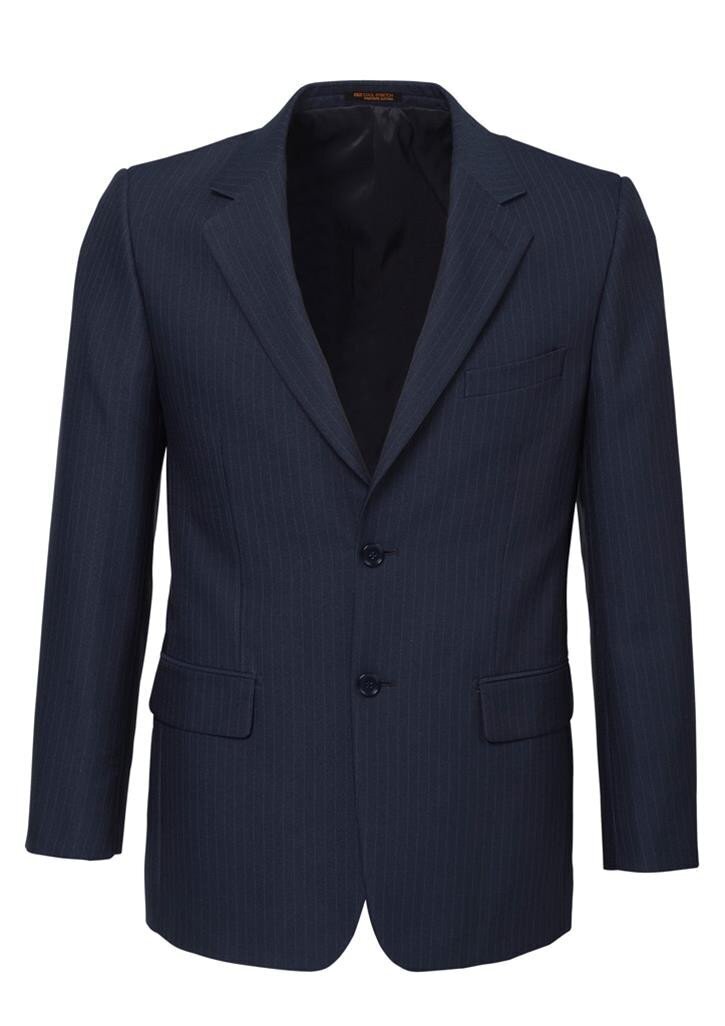 Mens Suit Jacket 2 Button Pinstripe Business Work Blazer Fully Lined - Navy - 112