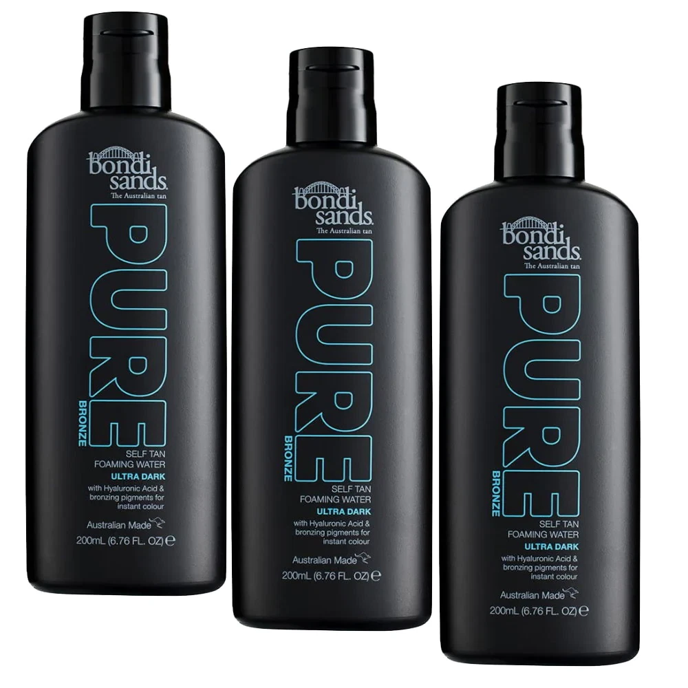 3x Bondi Sands 200ml Pure Bronze Self Tan Tanning Foaming Water Ultra Dark