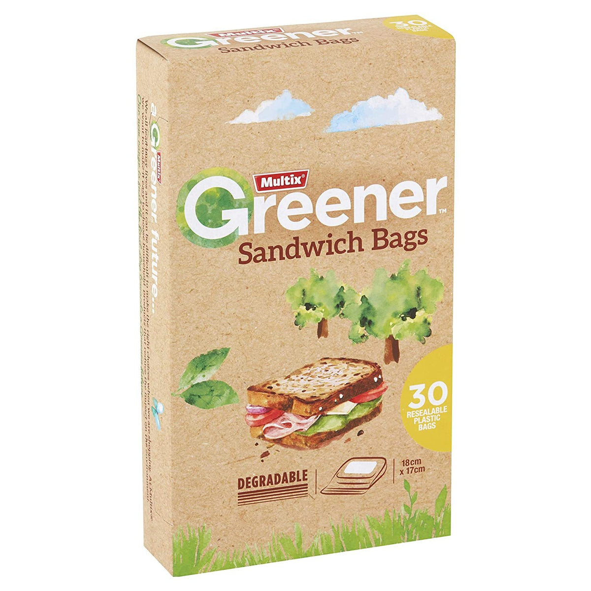 Multix Degradable Sandwich Bags 18cm x 17cm - 1 Pack of 30