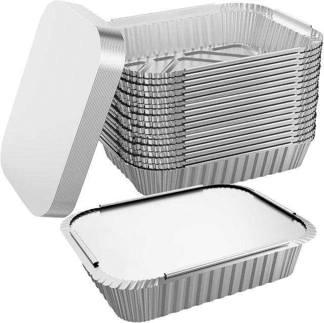 96x Aluminium Disposable Foil Food Container Trays Pans w Bulk 24cm 18cm 6cm