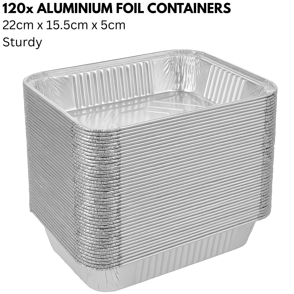 48x Aluminium Disposable Foil Food Container Trays Pans Baking Roast Bulk 45x34x6.5cm