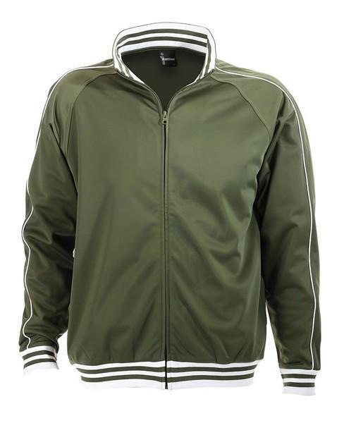 Identitee Mens Varsity Track Suit Top Jacket Jumper Long Sleeve - Army Green - XXX-Large (Plus Size)