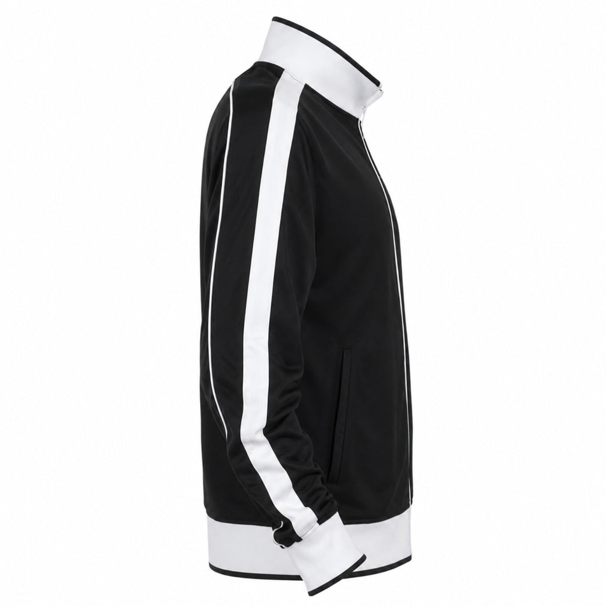 Identitee Mens Varsity Track Jacket Warm Winter Tracksuit Top Zip - Black/White - 3XL