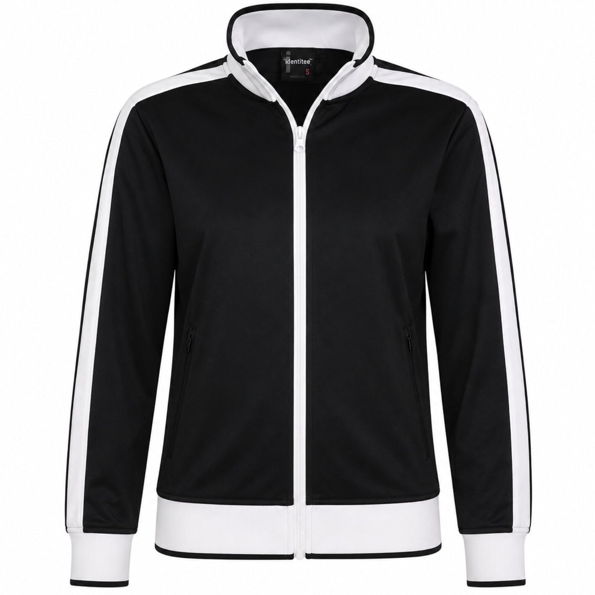Track Top Jacket Full Zip Tracksuit Varsity Jumper Warm Winter - Black/White - L (14-16)