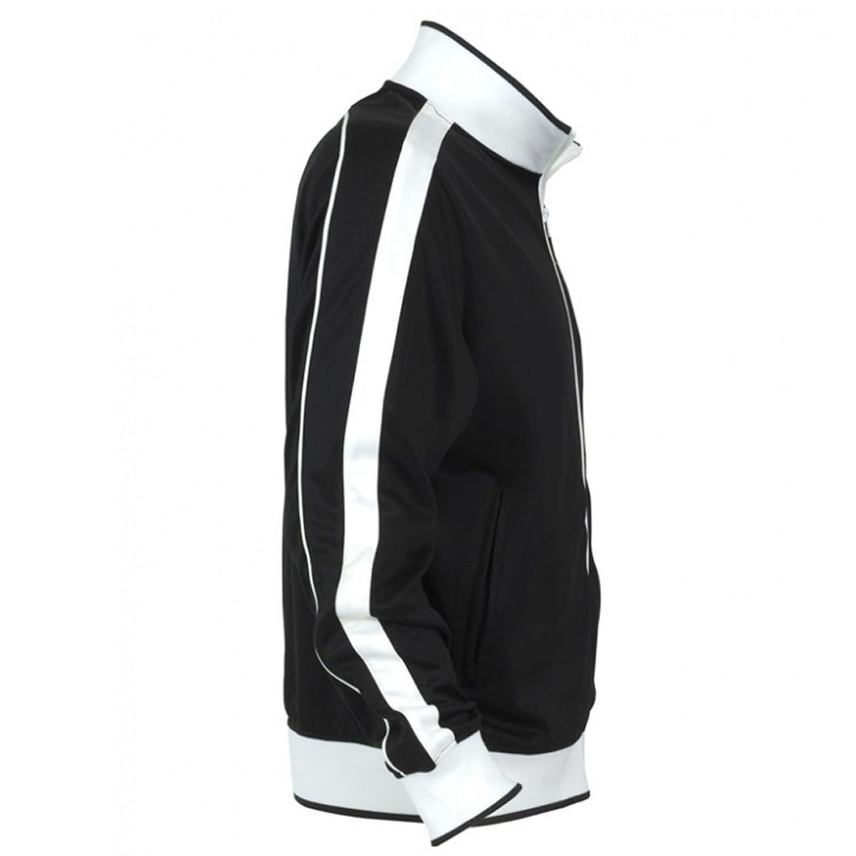 Track Top Jacket Full Zip Tracksuit Varsity Jumper Warm Winter - Black/White - S (6-8)