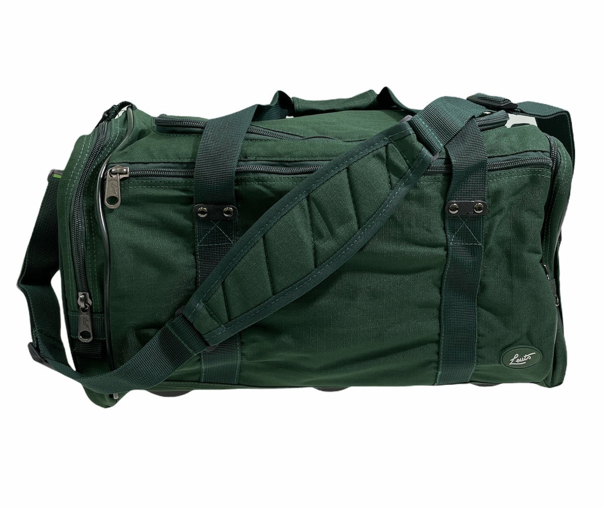 44L Foldable Duffel Bag Travel Gym Sports DZip Top Shoulder Strap - Bottle Green