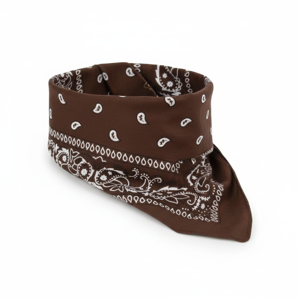 BANDANA Paisley 100% COTTON Head Wrap Durag Bandanna Summer Scarf Mask - Brown