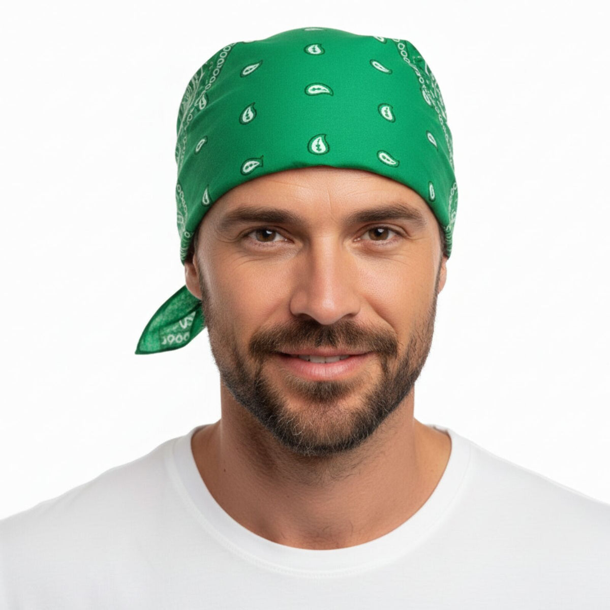BANDANA Paisley 100% COTTON Head Wrap Durag Bandanna Summer Biker Scarf Mask - Dark Green