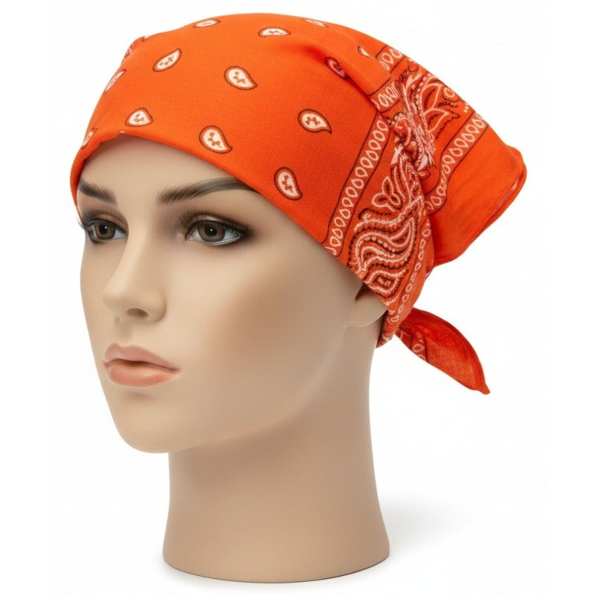 BANDANA Paisley 100% COTTON Head Wrap Durag Bandanna Summer Biker Scarf Mask - Orange