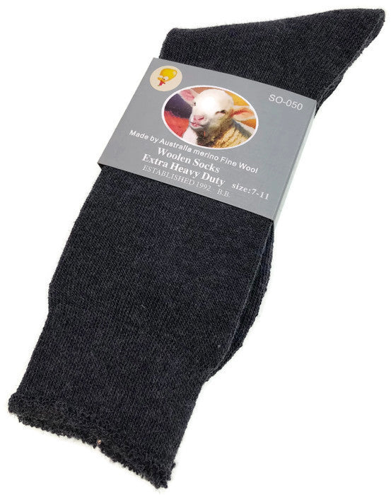 1 Pair Merino Wool Blend Work Socks Thermal Hiking Winter Warm Socks - Charcoal - 7-11