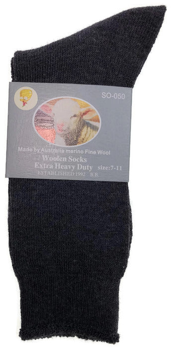 1 Pair Merino Wool Blend Work Socks Thermal Hiking Winter Warm Socks - Charcoal - 7-11