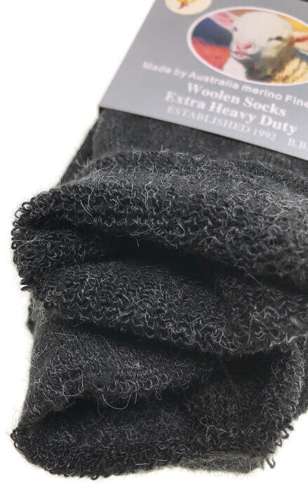 1 Pair Merino Wool Blend Work Socks Thermal Hiking Winter Warm Socks - Charcoal - 7-11
