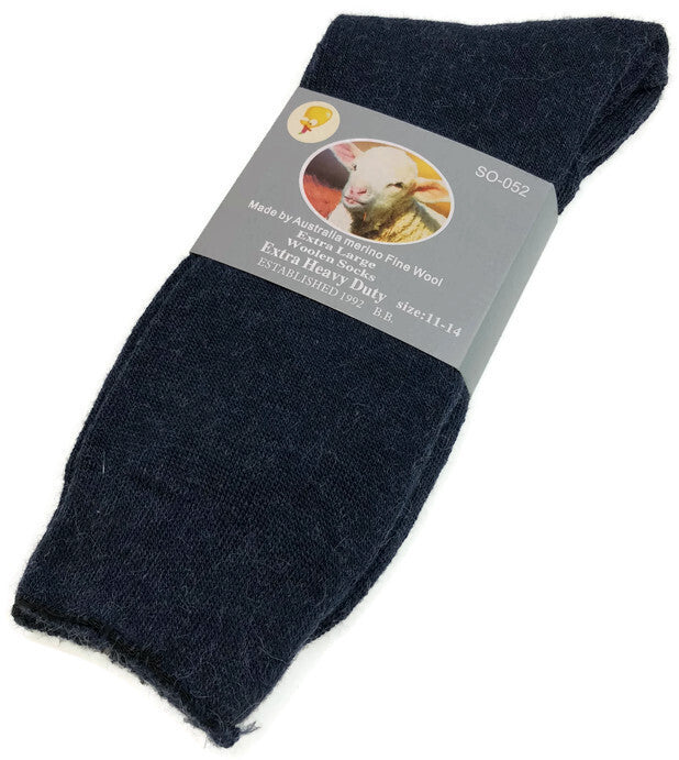 1 Pair Merino Wool Blend Work Socks Thermal Hiking Winter Warm Socks - Navy - 11-14