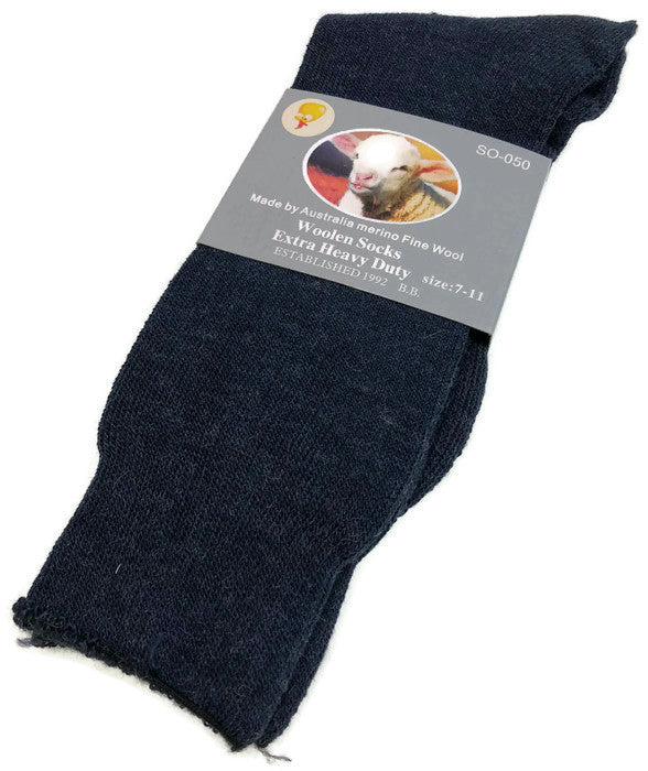 1 Pair Merino Wool Blend Work Socks Thermal Hiking Winter Warm Socks - Navy - 7-11