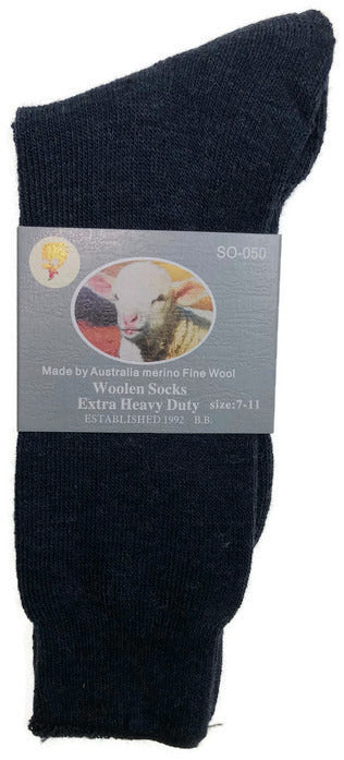 1 Pair Merino Wool Blend Work Socks Thermal Hiking Winter Warm Socks - Navy - 7-11