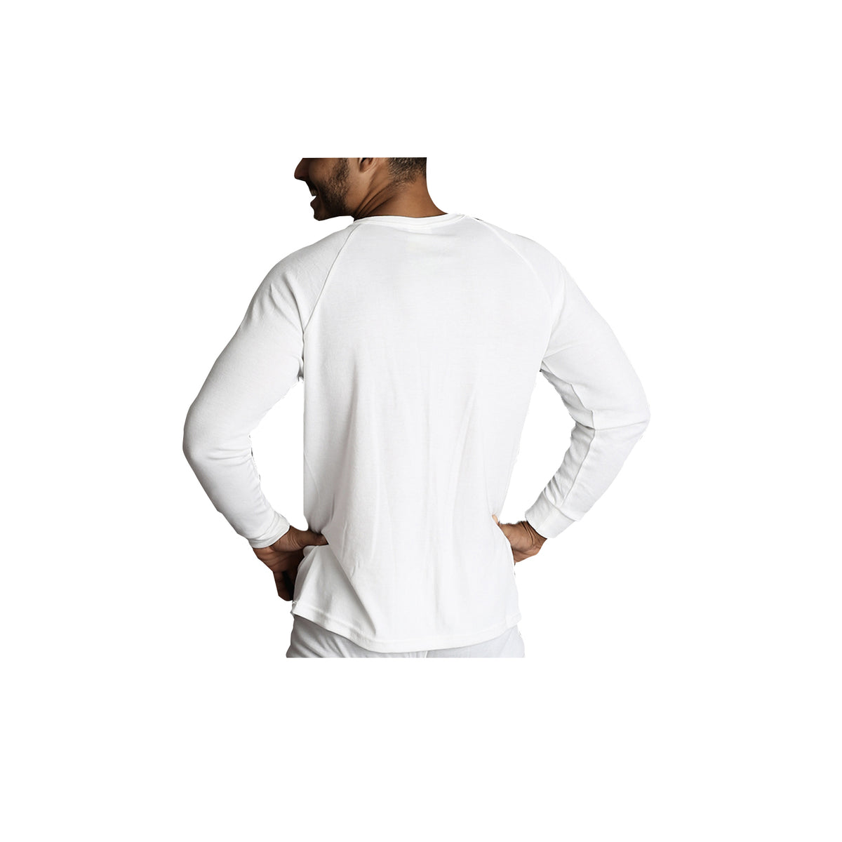 Mens Merino Wool Blend Thermal Top Long Sleeve Base Layer Underwear - Beige - M