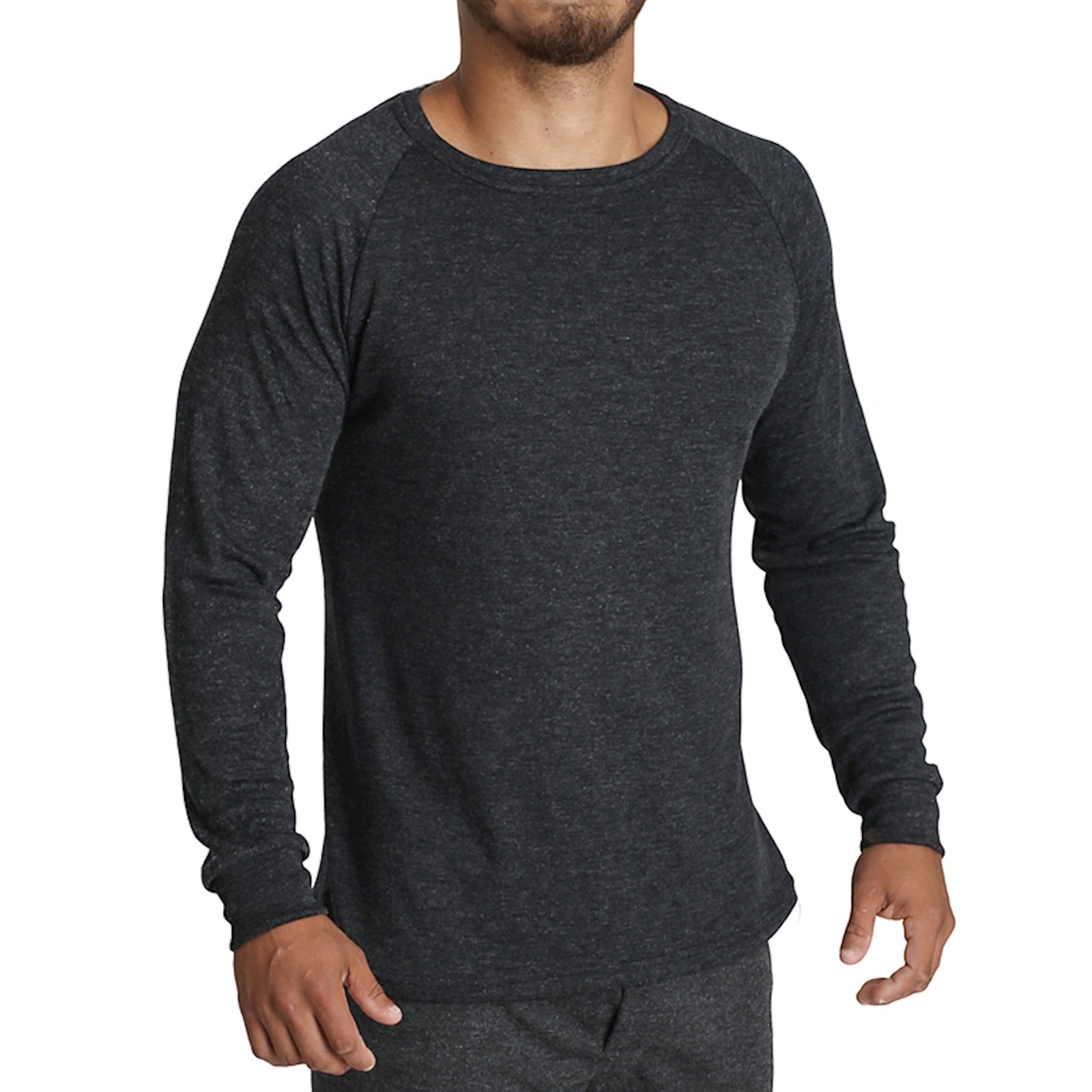 Mens Merino Wool Blend Thermal Top Long Sleeve Base Layer Underwear - Black - M