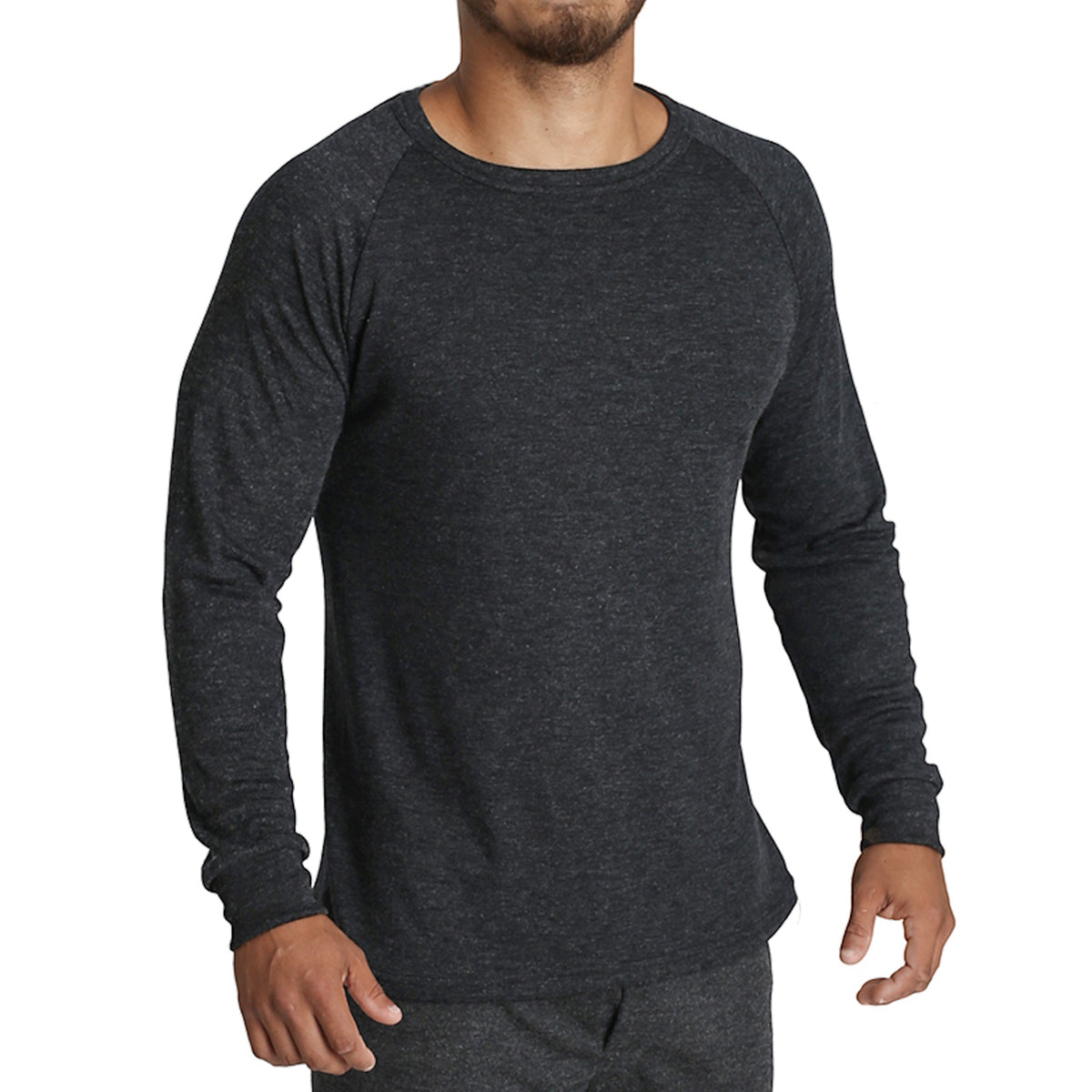 Mens Merino Wool Blend Thermal Top Long Sleeve Base Layer Underwear - Black - S