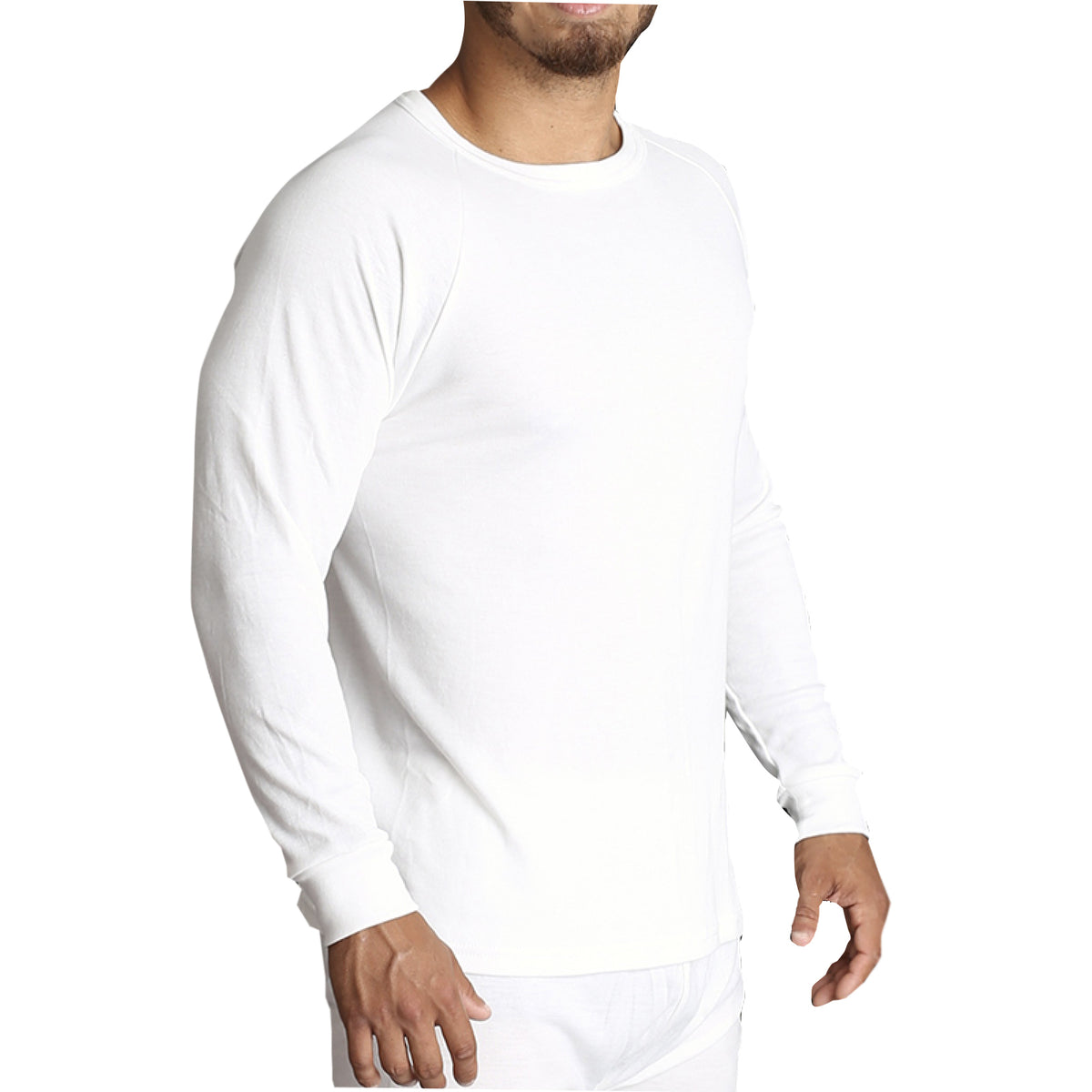 Mens Merino Wool Blend Thermal Top Long Sleeve Base Layer Underwear - Beige - 4XL