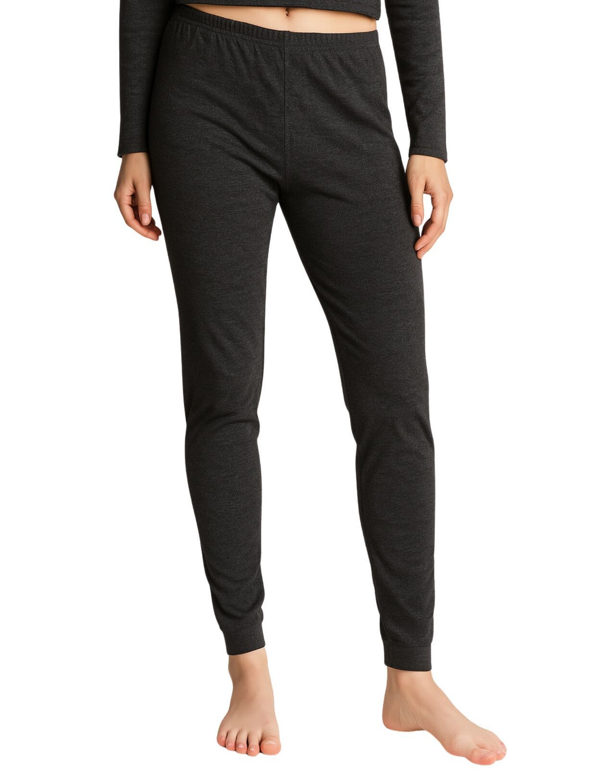 Womens Merino Wool Blend Long Janes Thermal Underwear Layer Thermals Leggings Pants - Black - 10-12