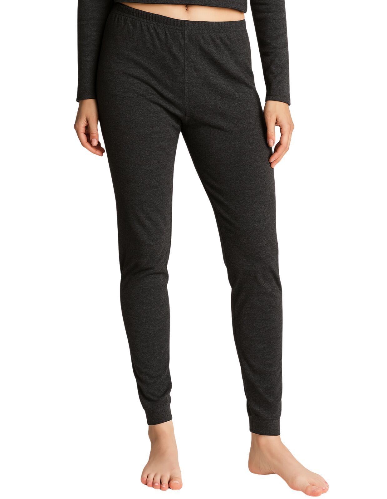 Womens Merino Wool Blend Long Janes Thermal Underwear Layer Thermals Leggings Pants - Black - 10-12