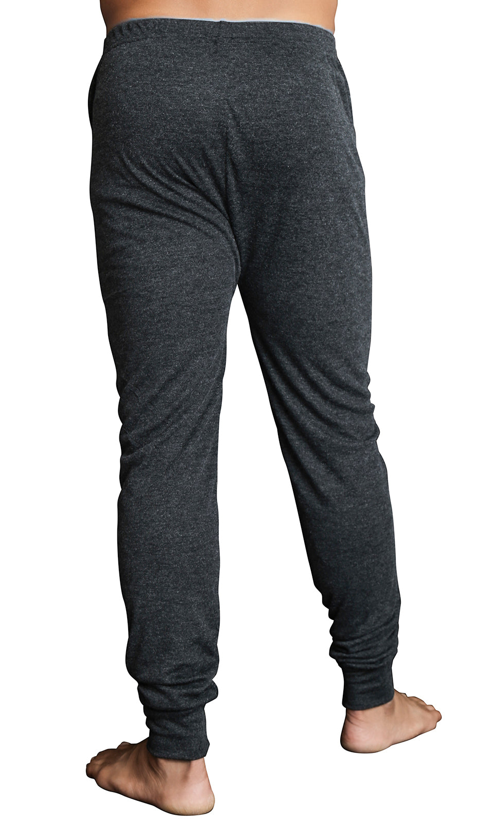 Mens Thermal Long John Pants Merino Wool Blend Base Layer Winter Warm - Black - L